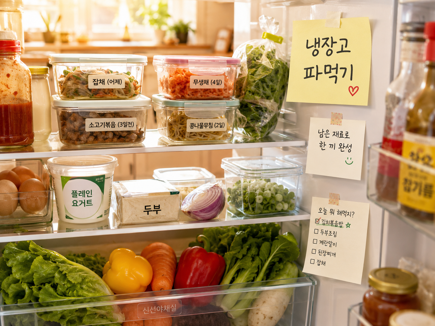 냉장고 파먹기 방법과 식비 절약 장보기 습관을 정리한 이미지