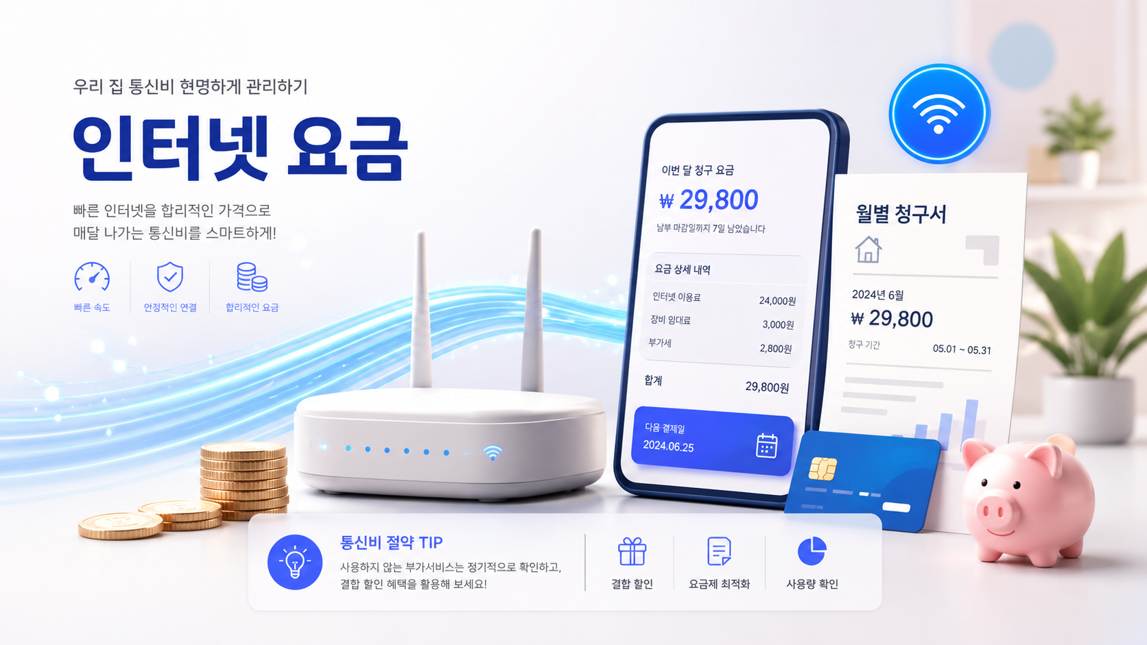 인터넷 요금 줄이는 방법과 약정 만료 전 확인할 내용을 정리한 이미지
